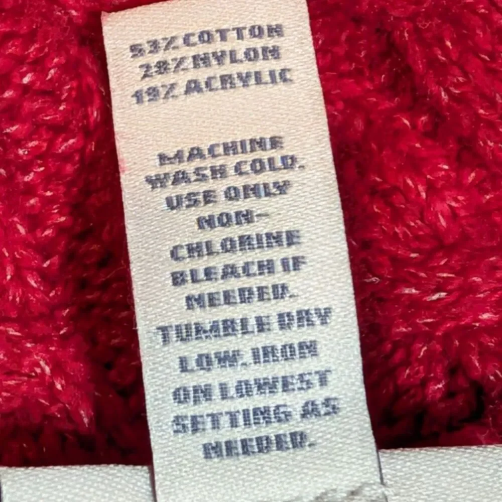 NWT St. John's Bay Red Fair Isle Cable Knit Holiday Sweater Women's L Winter